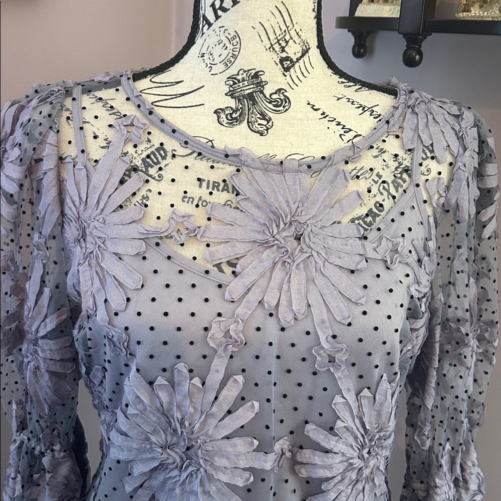Anthropologie Eva Franco Floral Lace Lavender Top Small 🎉 - Picture 2 of 4